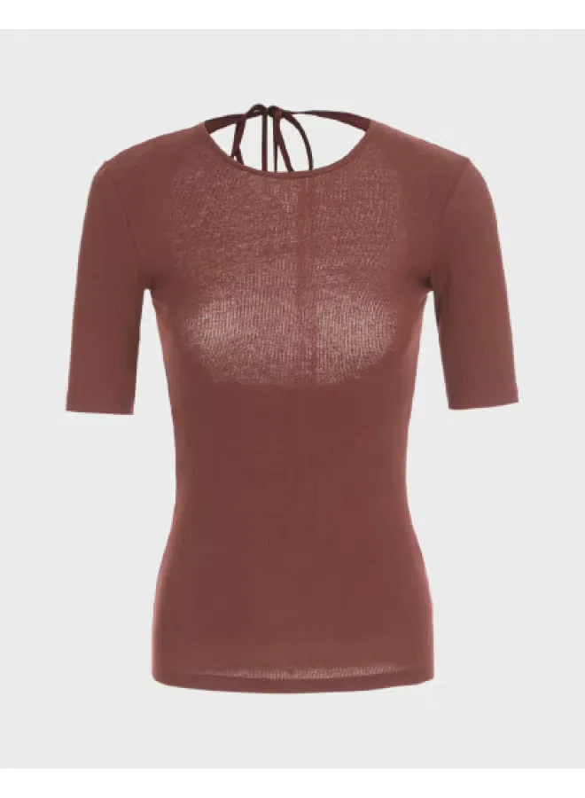 Топ с коротким рукавом и завязками Zara, коричневый