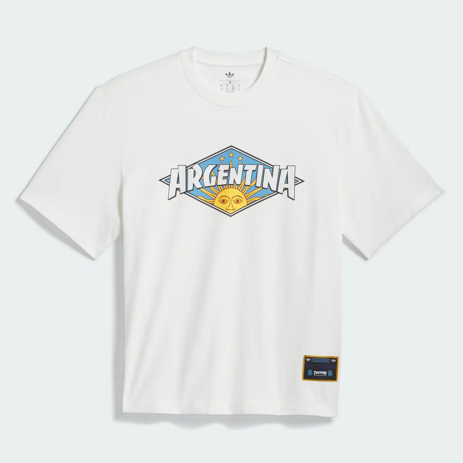 Футболка свободного кроя Argentina x Thrasher Adidas Originals, белый