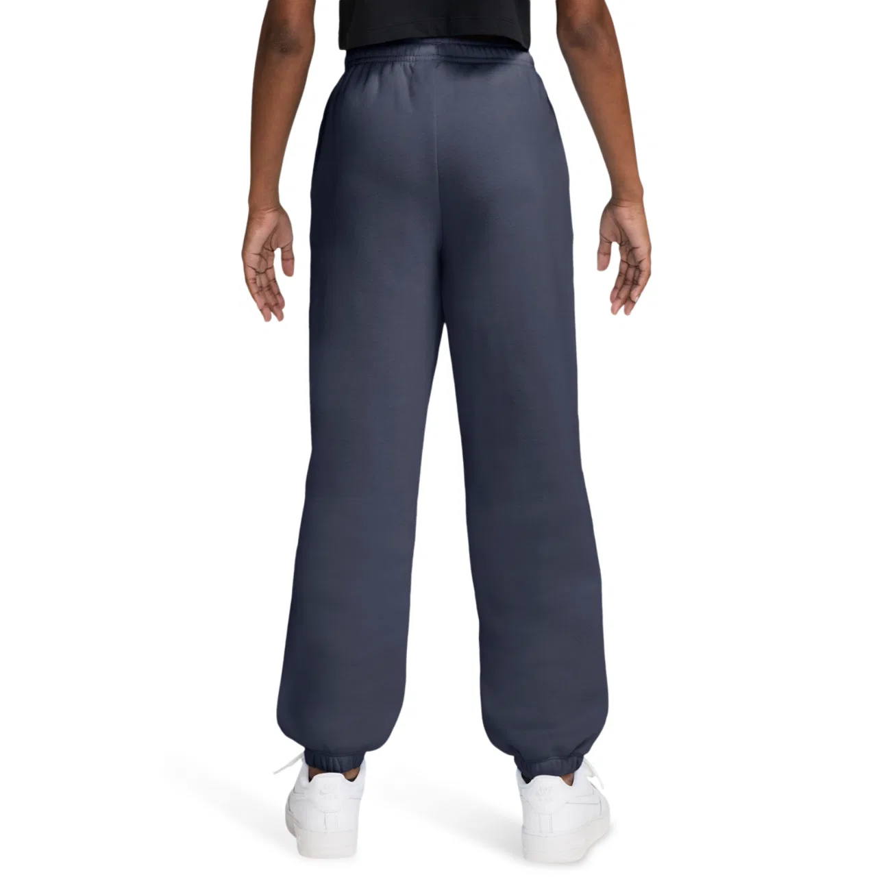 Детские флисовые штаны для девочек свободного кроя Nike Studio Fleece Loose, синий/белый — фото 2