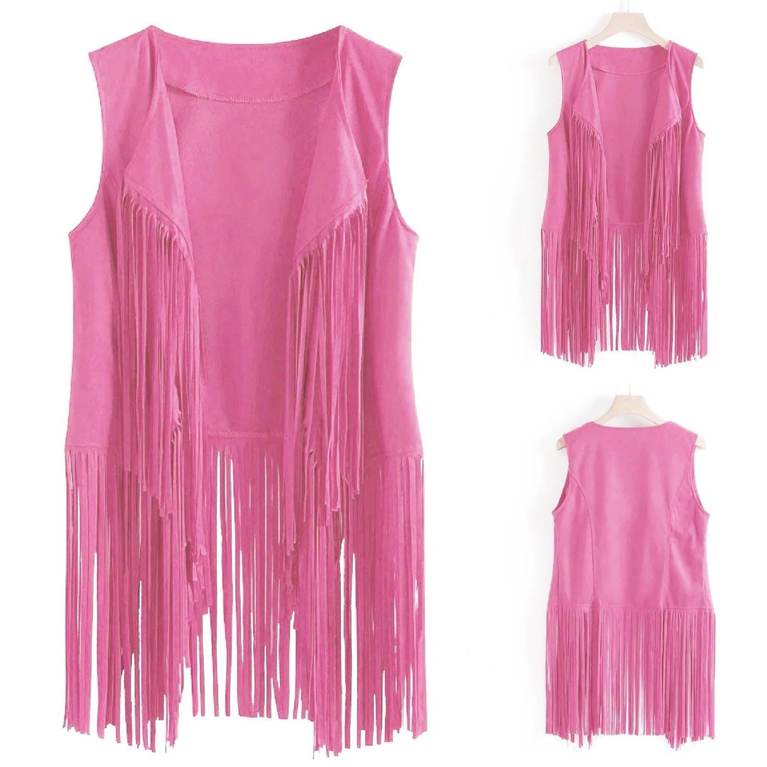 Женский жилет с бахромой в стиле вестерн, модель Cowgirl Vest, бренд, Hot Pink