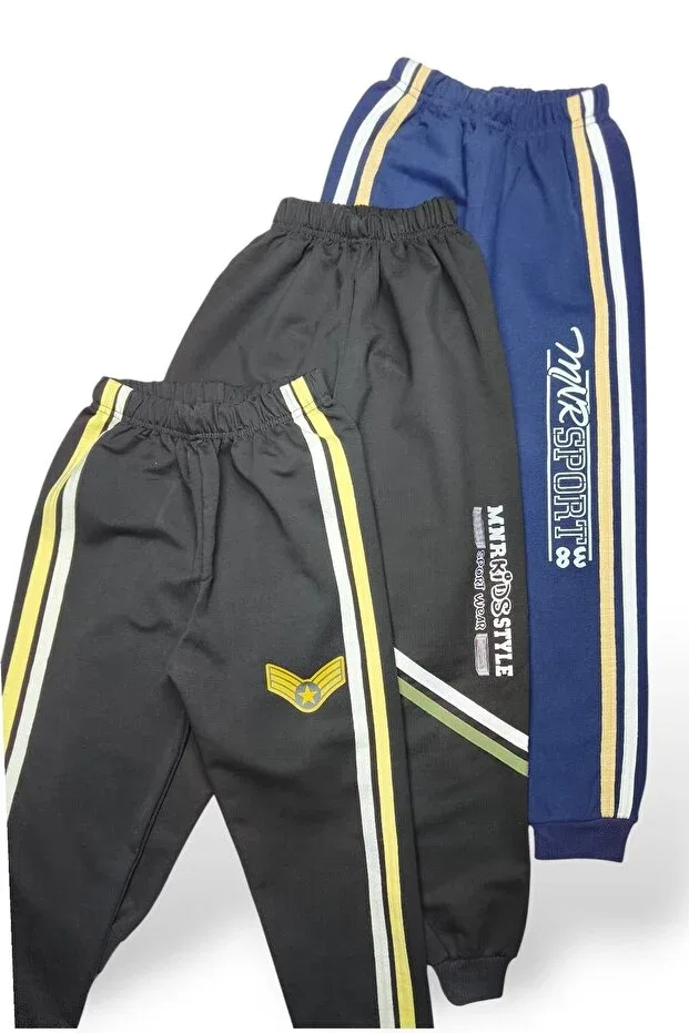 Детские спортивные штаны для мальчиков с принтом Minik Motion, Black - Black - Navy Blue — фото 4