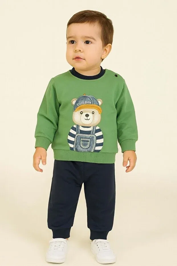 Детский комплект из свитшота и спортивных штанов с принтом Ww Waka Waka Kids Store, Green