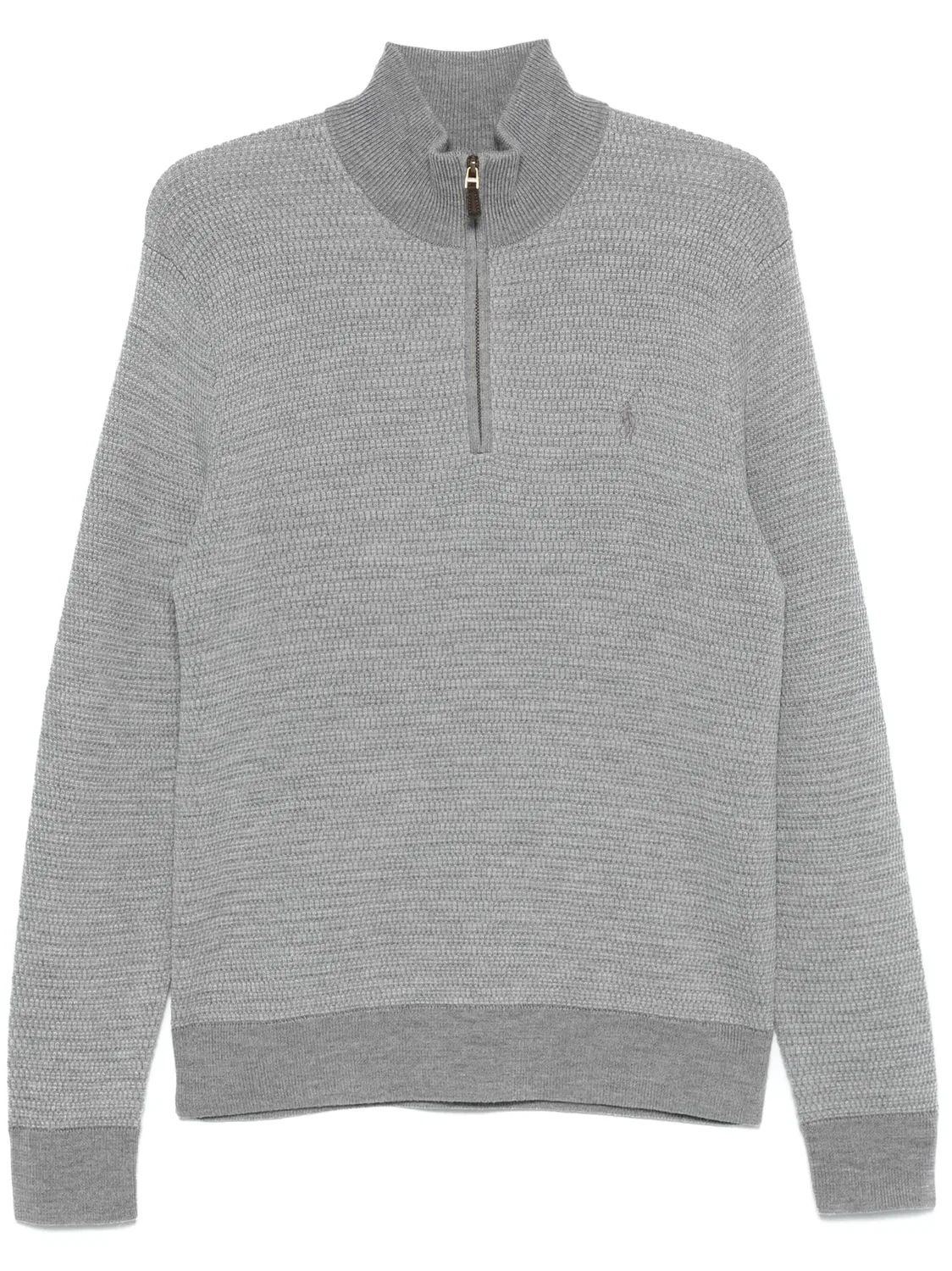 Свитер вафельной вязки из серой шерсти Polo Ralph Lauren, серый