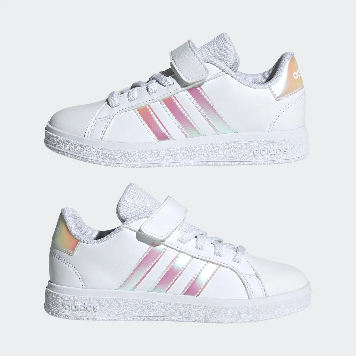Детские кроссовки с закрытым носком Grand Court Adidas, Weiss Hellrosa — фото 2