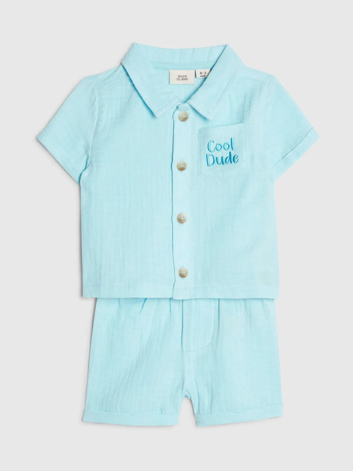 Набор из рубашки и шорт, Cheesecloth, Cool Dude River Island, синий — фото 3