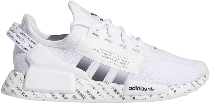 Детские кроссовки для мальчиков NMD_R1 V2 adidas, Pure White/Deep Black-White