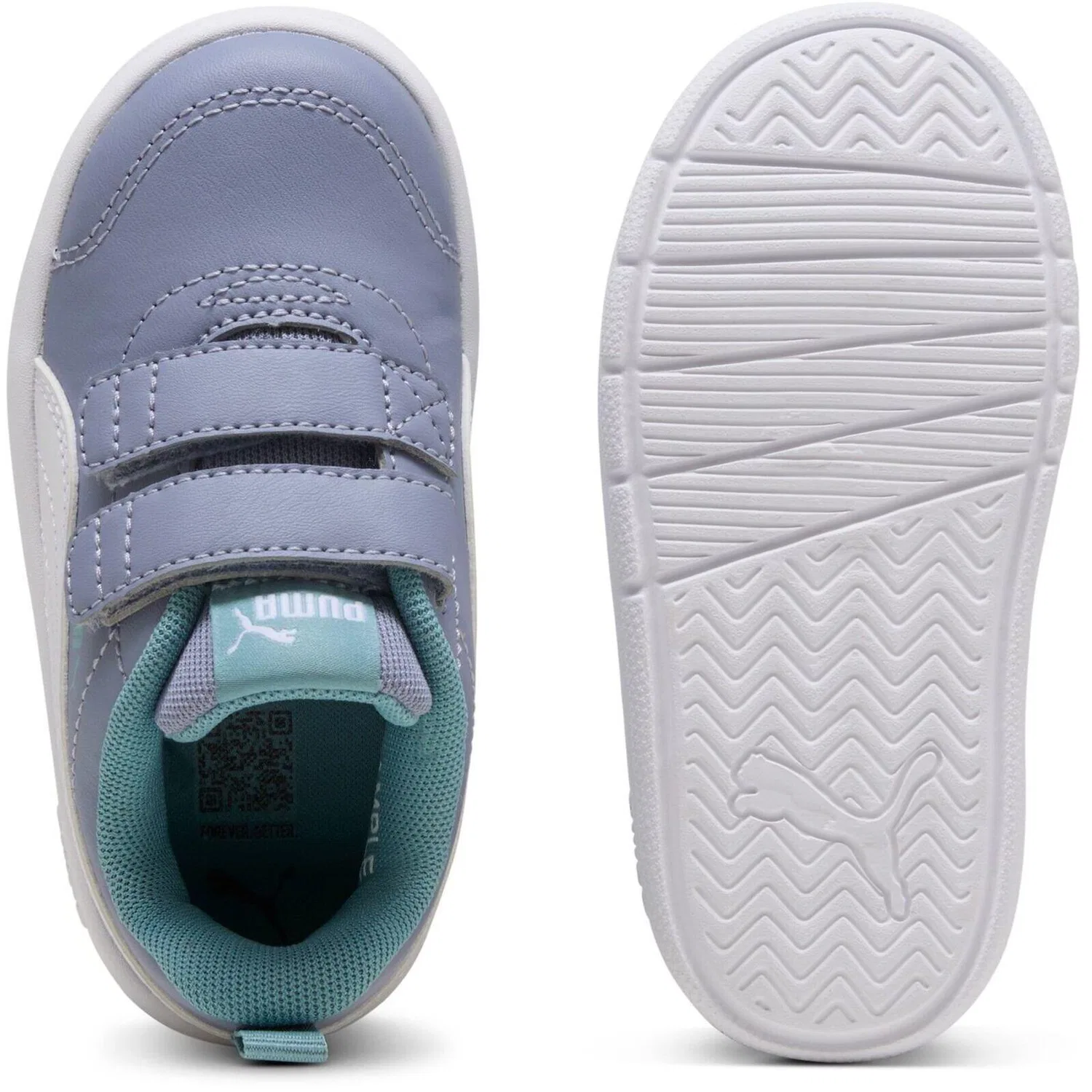 Детские кроссовки с шнуровкой Puma Courtflex V3 V Inf, Grau / Weiss — фото 2