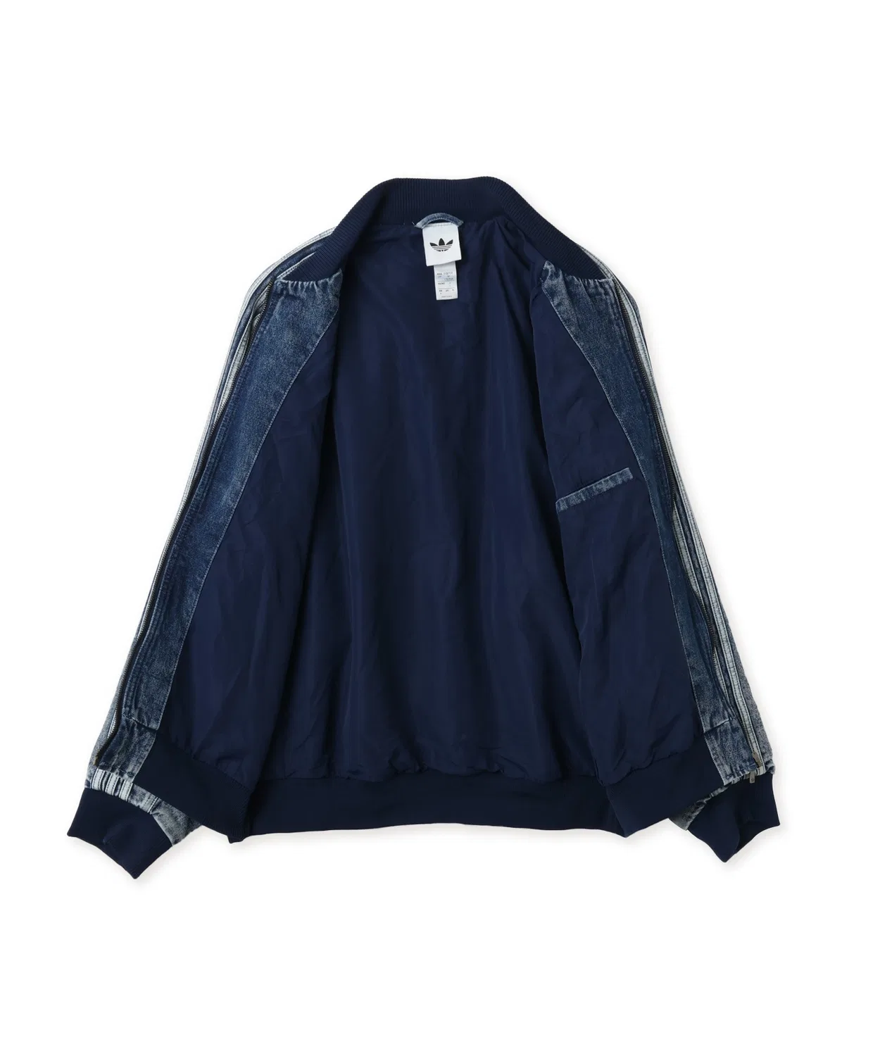 Мужская джинсовая куртка с молнией, без капюшона, модель SST Track Top, Adidas, Light Indigo Blue — фото 4