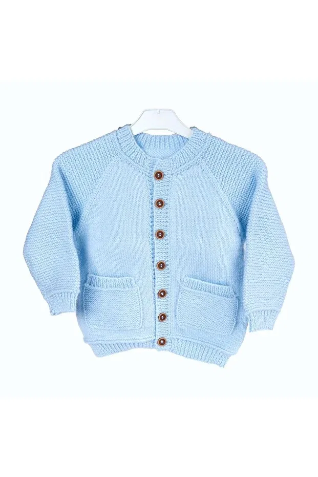 Детский кардиган для мальчиков хлопковый Hand Knitted Blue Boy Cardigan Evitle, Blue