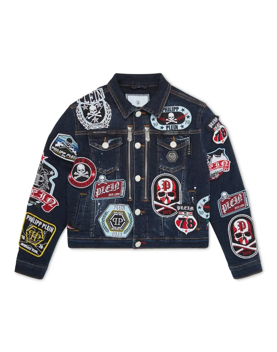 Куртка Philipp Plein межсезонья темно-синего цвета