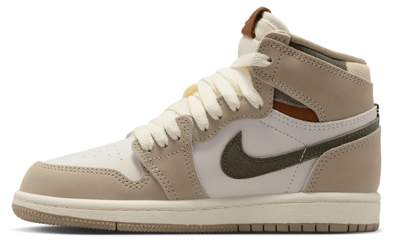 Баскетбольные кроссовки для девочек Retro 1 High OG Jordan, цвет Tan/White — фото 2