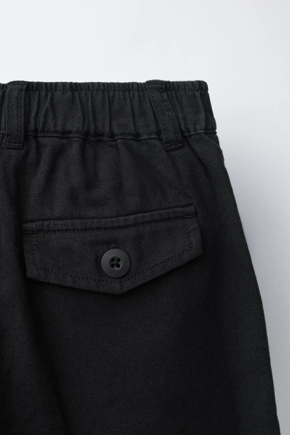 Хлопковые и льняные бермудские шорты ZARA, Black — фото 4