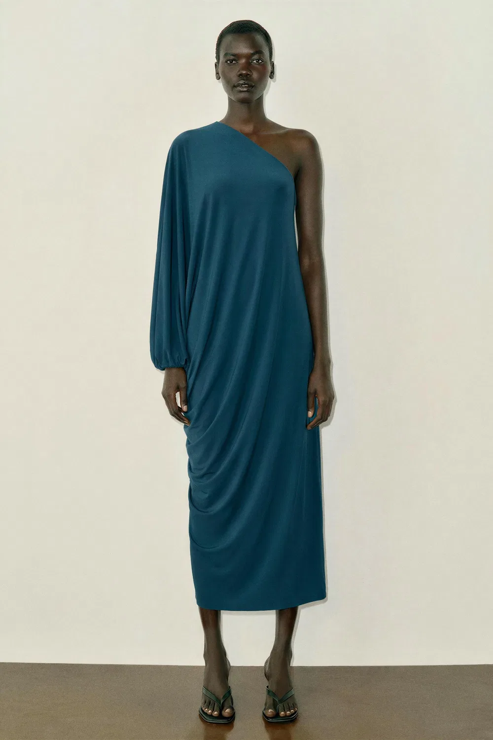 Струящееся асимметричное платье ZARA, Light blue
