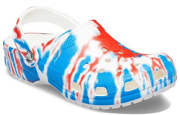 Детские сандалии-клоги с принтом, износостойкие Classic Pattern Wear Resistant, Crocs, White Blue Red — фото 4