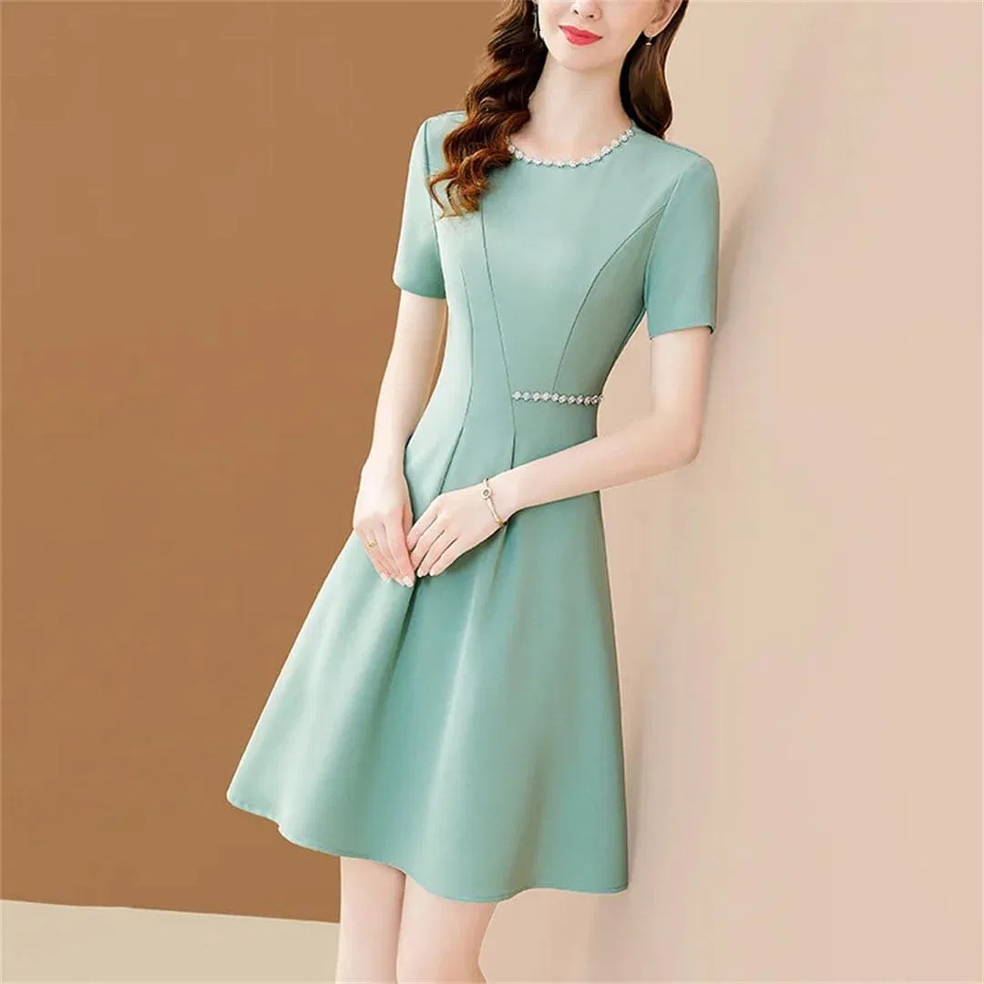 Женское платье A-силуэта с бисером, Short Sleeve, En8 — фото 3
