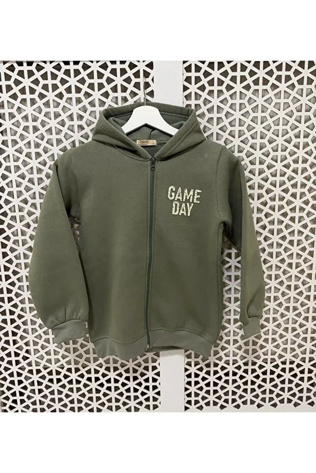 Детский кардиган на молнии с капюшоном Bal Küpü Butik, Khaki