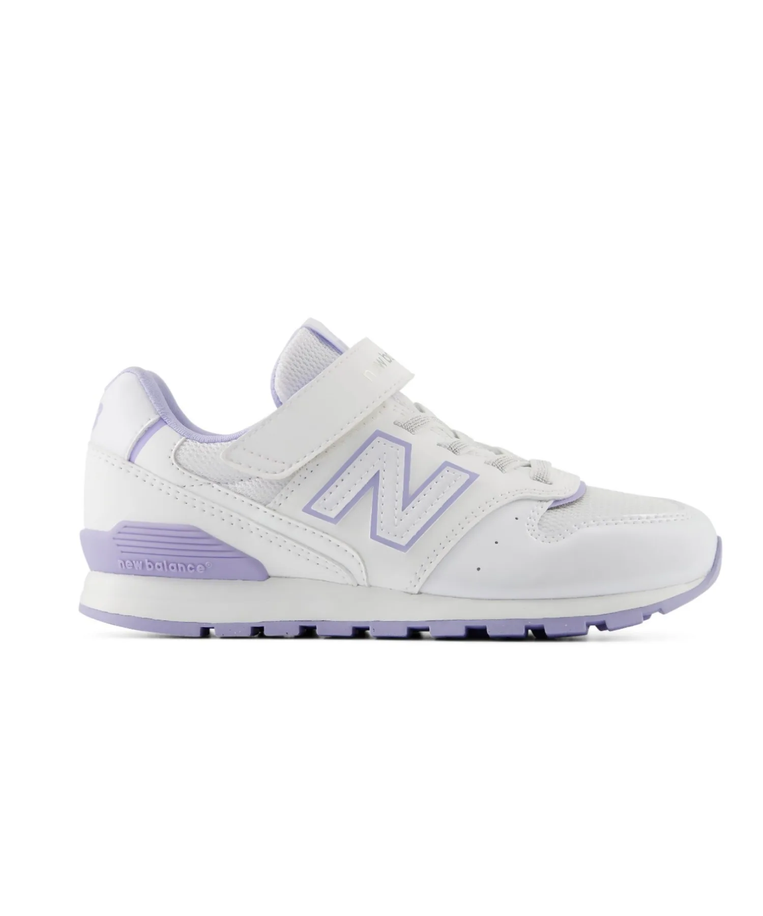 Детские кроссовки с липучкой и шнурком 996 Bungee with Top Strap New Balance бело-фиолетовые