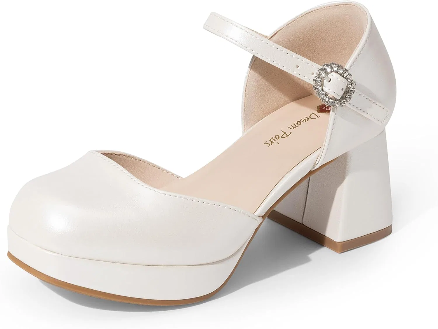 Детские туфли для девочек на платформе с цветочным принтом DREAM PAIRS, Ivory