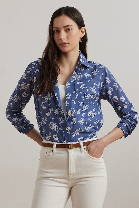 

Хлопковая рубашка Lauren Ralph Lauren, синий