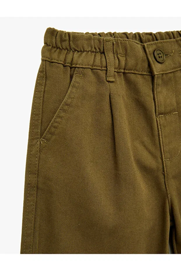 Детские брюки для девочек зауженные хлопковые Koton, Khaki — фото 3