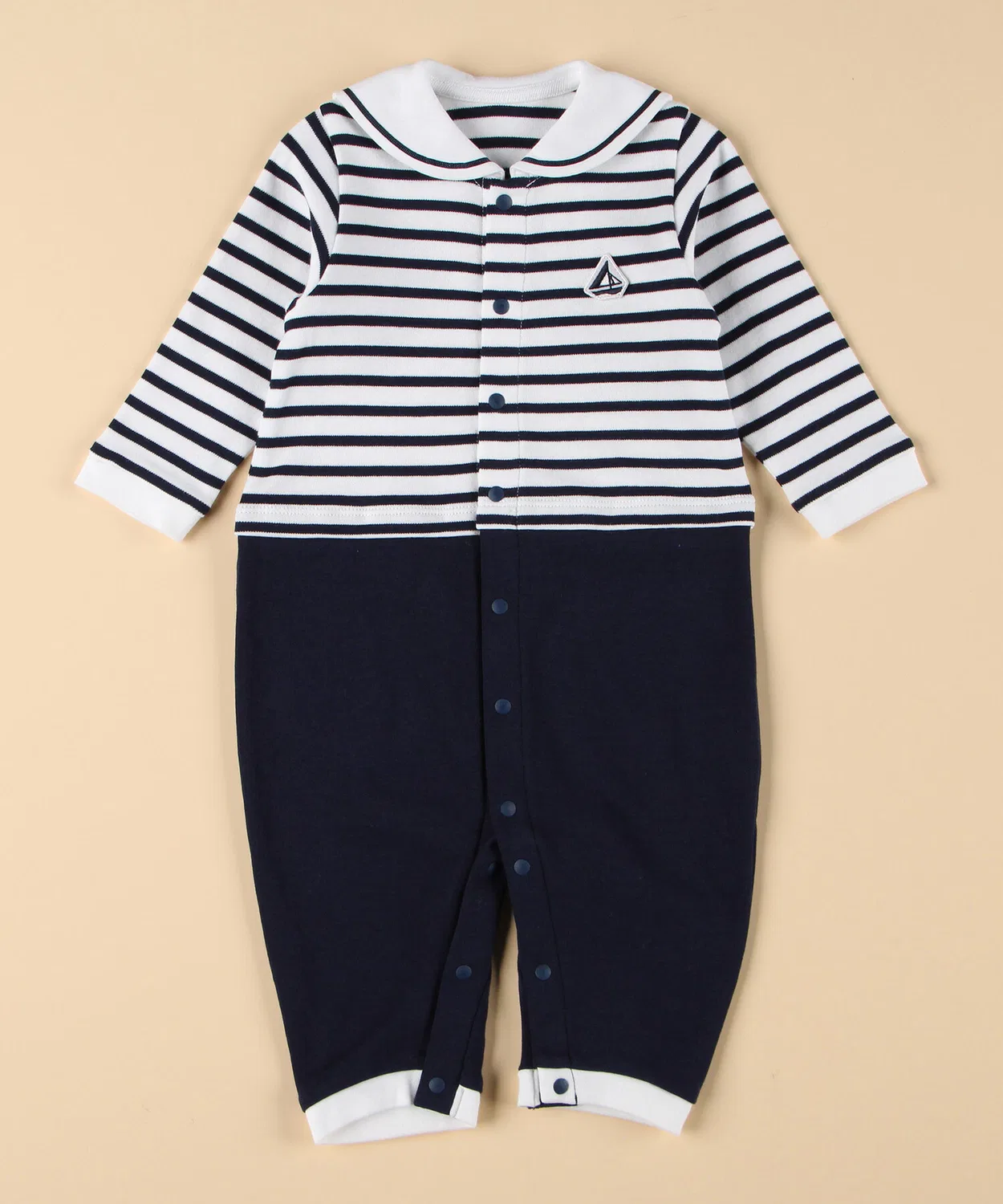 Детский комбинезон-кимоно с длинным рукавом модель Sailor Collar COMME CA ISM, White/Navy