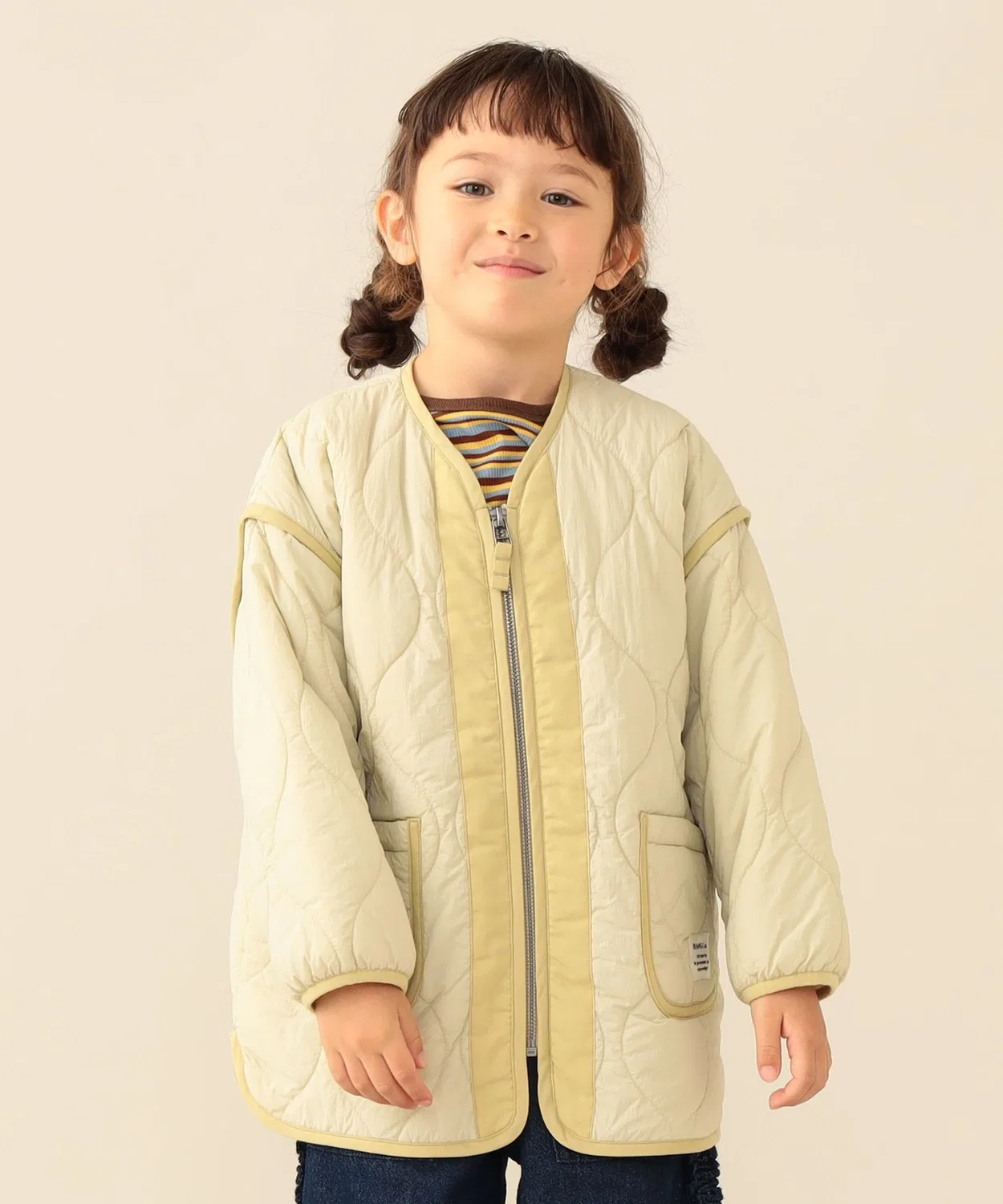 Детское пальто стеганое с молнией BEAMS mini, White