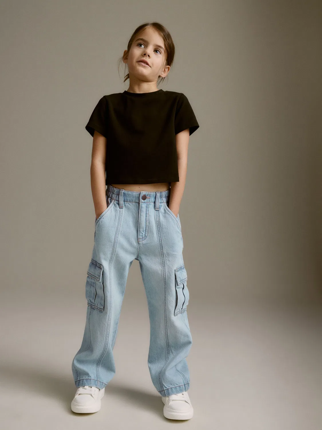 Джинсы карго широкие, Light Blue Denim Next