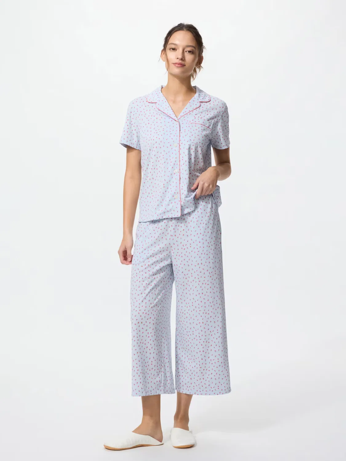 Хлопковая пижама Uniqlo airism, дышащая, кремовый — фото 2