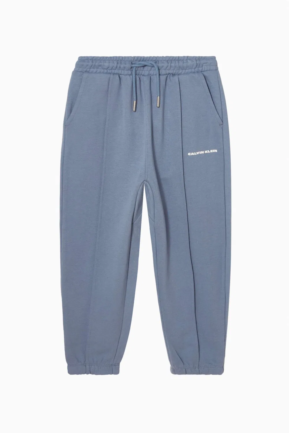 Штаны спортивные хлопковые с защипами и логотипом Calvin Klein, синий