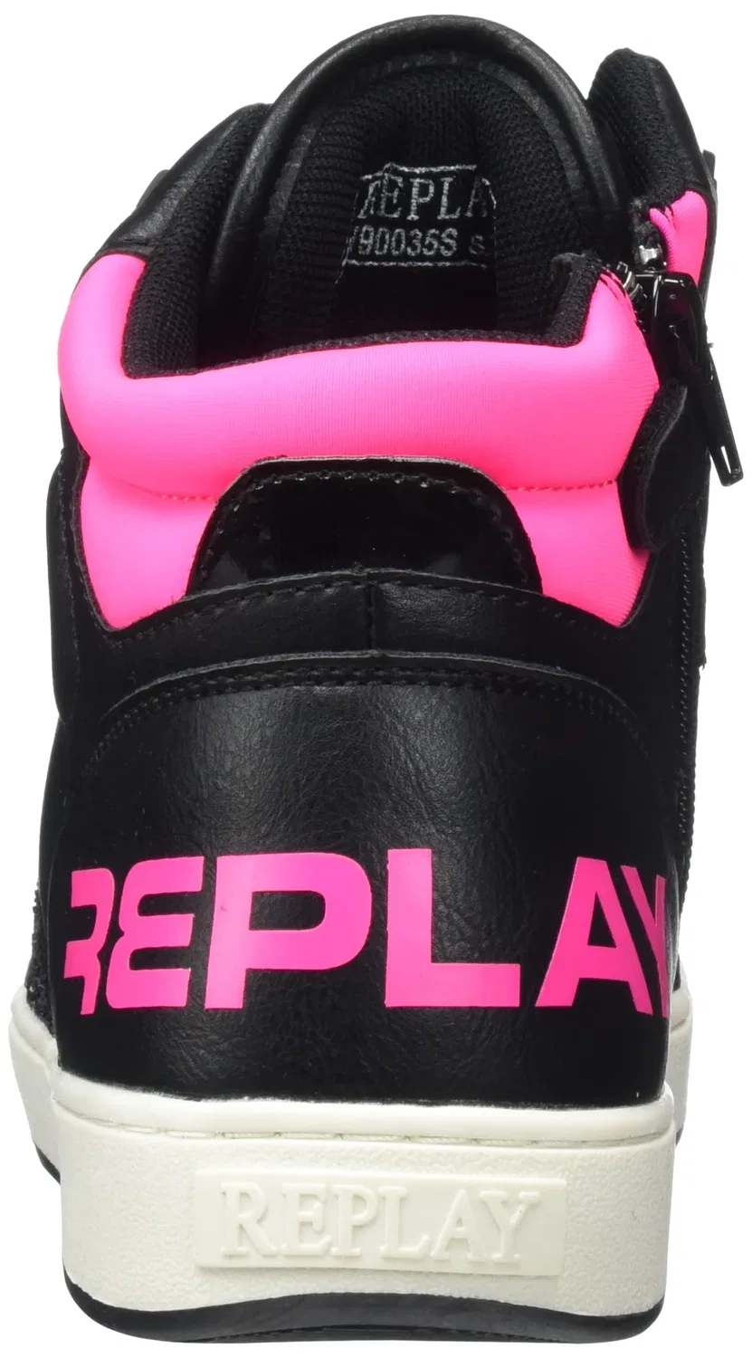 Детские кроссовки для девочек с принтом Cobra Replay, 1676black Fluo Fuchsia — фото 3