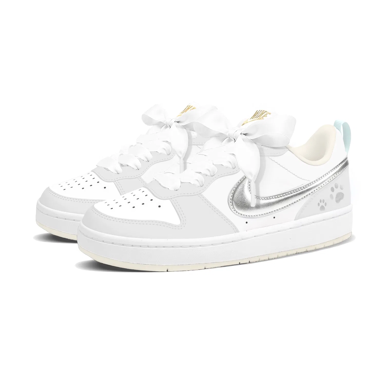 Детские кроссовки для скейтбординга с принтом Silver Gray Cat Paw, Court Borough, Nike — фото 4