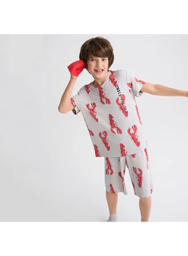 Комплект пижамный с коротким рукавом и укороченными брюками Lanjing Zero Aimer Kids, лобстер
