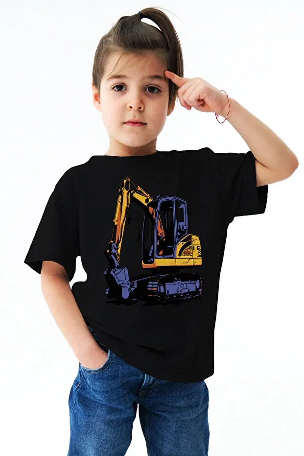 Детская футболка для девочек с принтом Bucket excavator Kun Inaki, Black