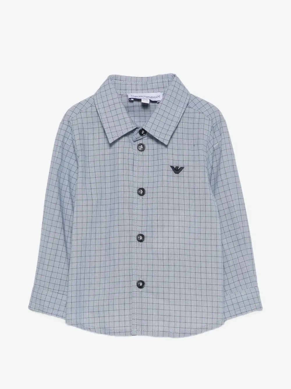 Рубашка в клетку с нашивкой-логотипом Emporio Armani Kids, синий