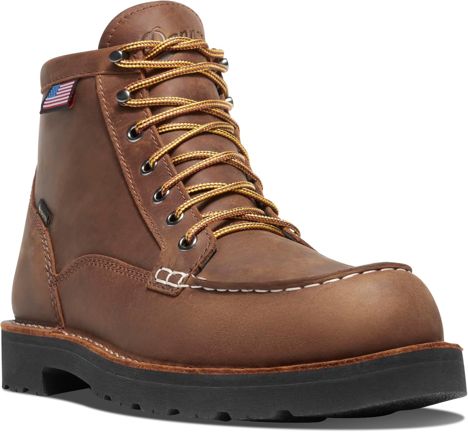 

Мужские ботинки Danner 6 Bull Run с мок-то носком - верх из полной кожи с масляной обработкой, противоскользящая подошва клиновидной формы и стелька с трехслойной амортизацией, стойкость к электрическому току (EH), Tobacco - Gore-tex