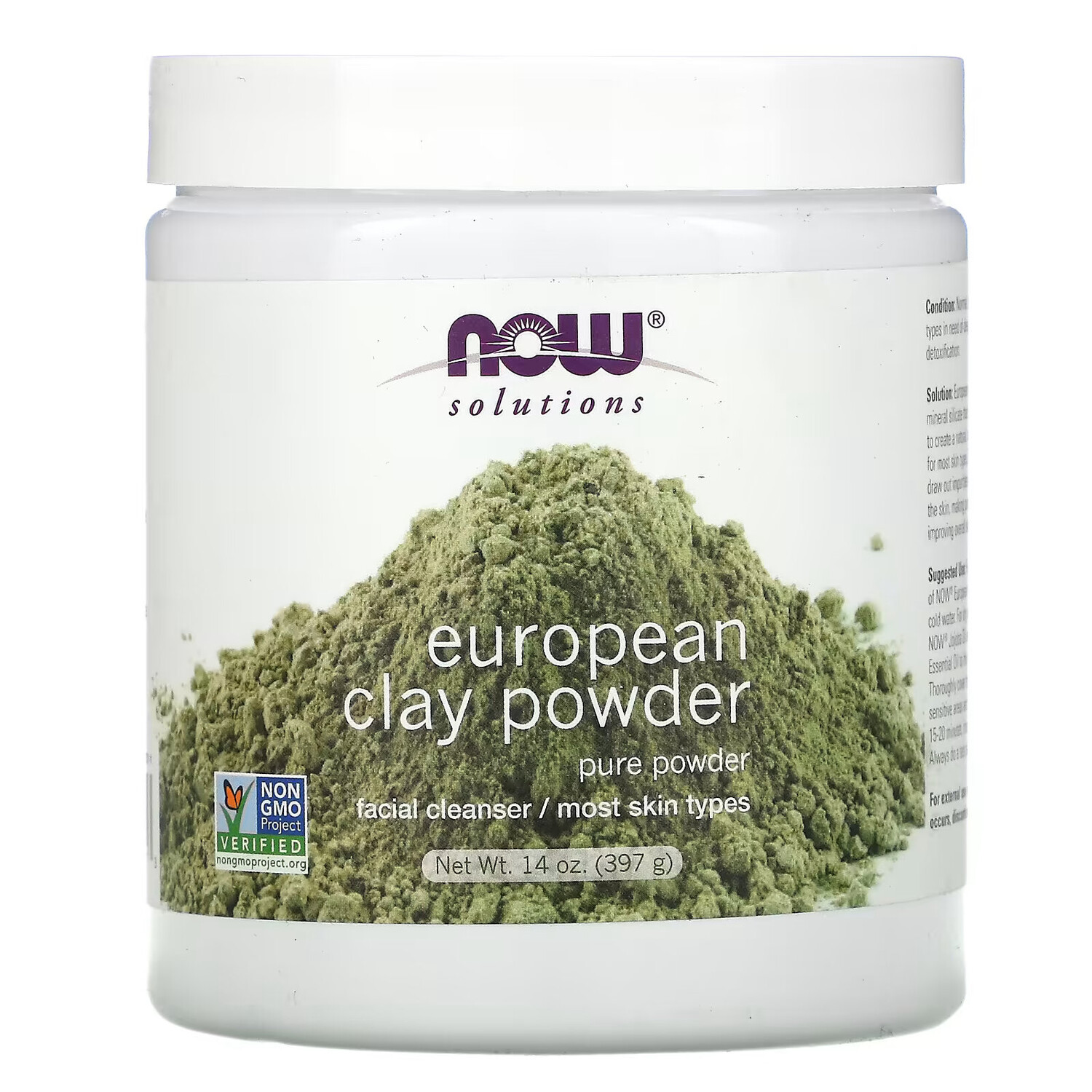 

Порошок европейской глины NOW Foods, 397 г