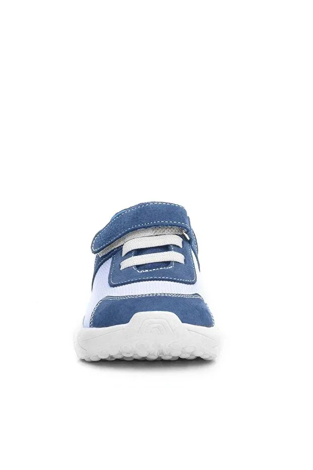 Детские кроссовки для мальчиков кожаные Barefoot genuine leather cream navy blue velcro children's sneakers Rakerplus, Nude Color — фото 4