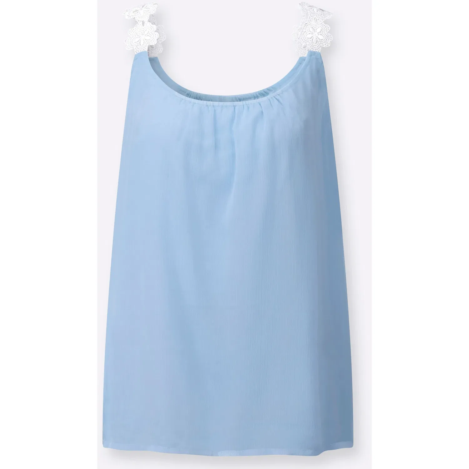 Женская блуза без рукавов с кружевными бретелями Lady, Ice Blue — фото 4