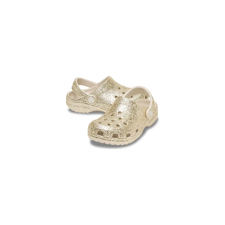 Детские шлепанцы Classic Chunky Glitter Clog T, Crocs, Бежевый — фото 3
