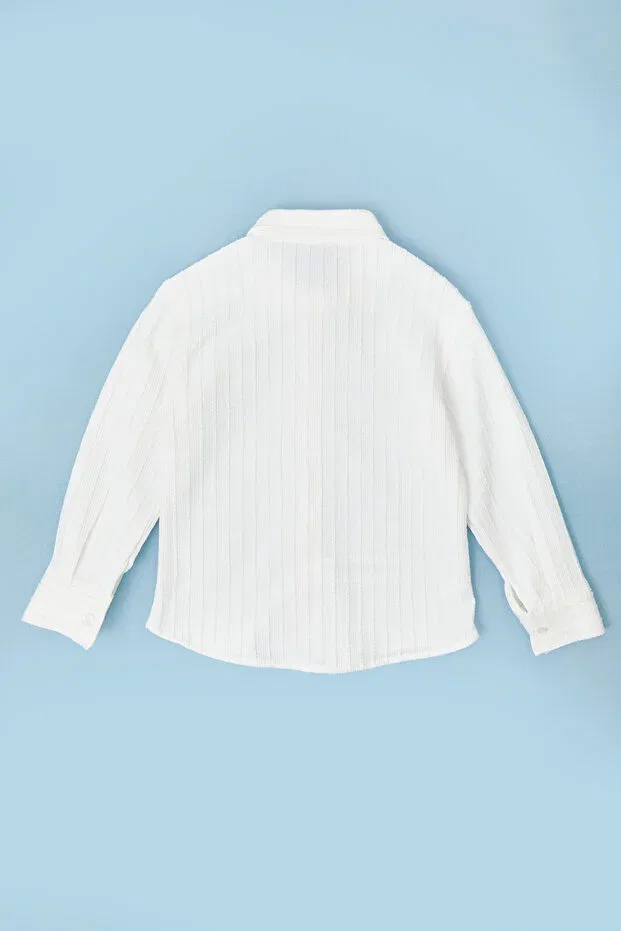 Детская рубашка для мальчиков с жаккардовым узором Fulla Moda, White — фото 4
