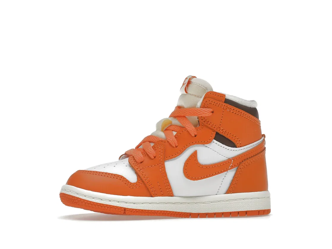 Детские кроссовки с высоким верхом Jordan 1 Retro High OG Starfish Jordan, White/Starfish-Cacao Wow-Sail — фото 3