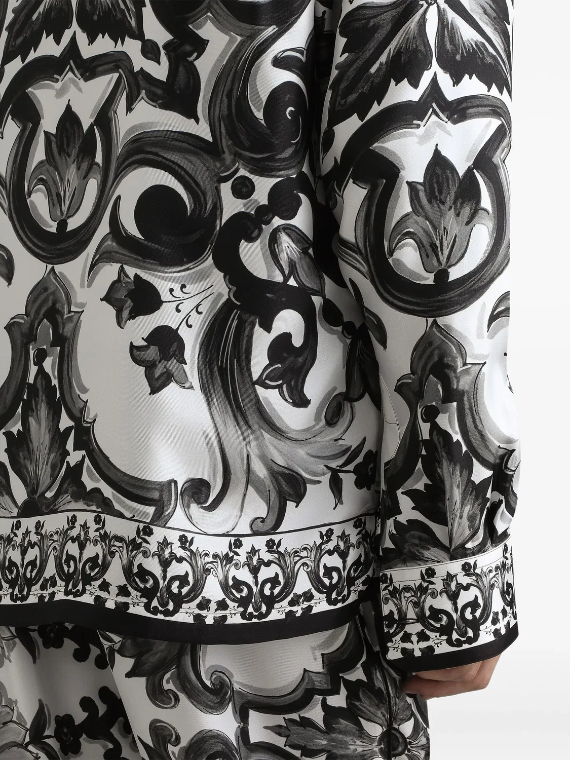 Рубашка из шелка с принтом Майолика Dolce & Gabbana, белый — фото 4