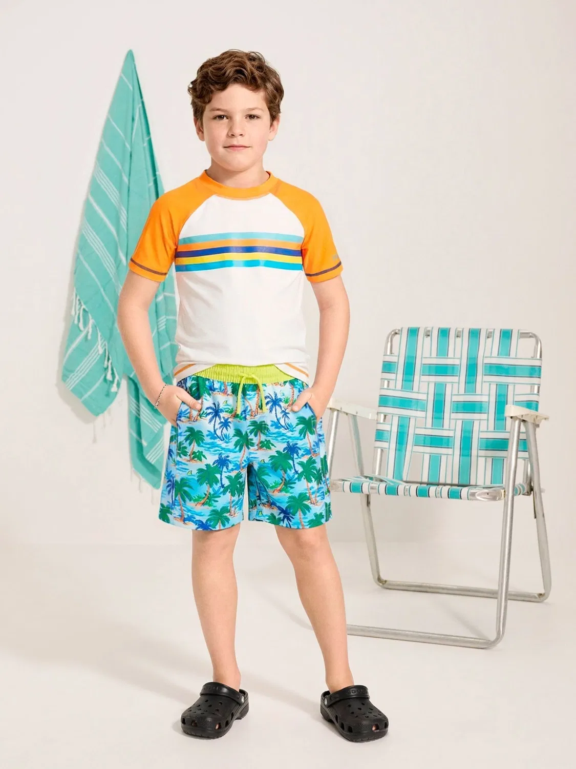 Плавки с принтом пальм, модель Sky Blue Palm Tree Print Hatley, голубой