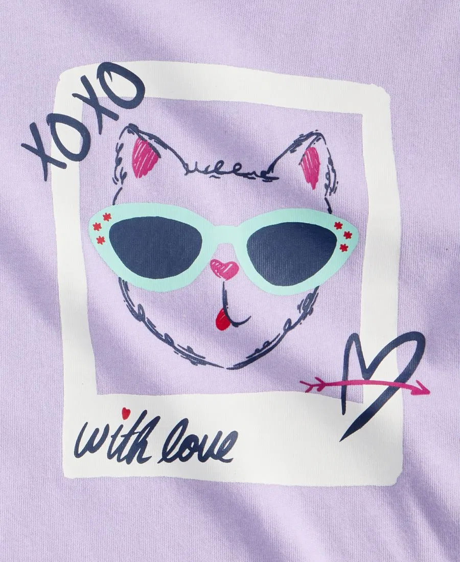 Футболка с принтом кота Selfie Cat Epic Threads, Icy Grape — фото 3