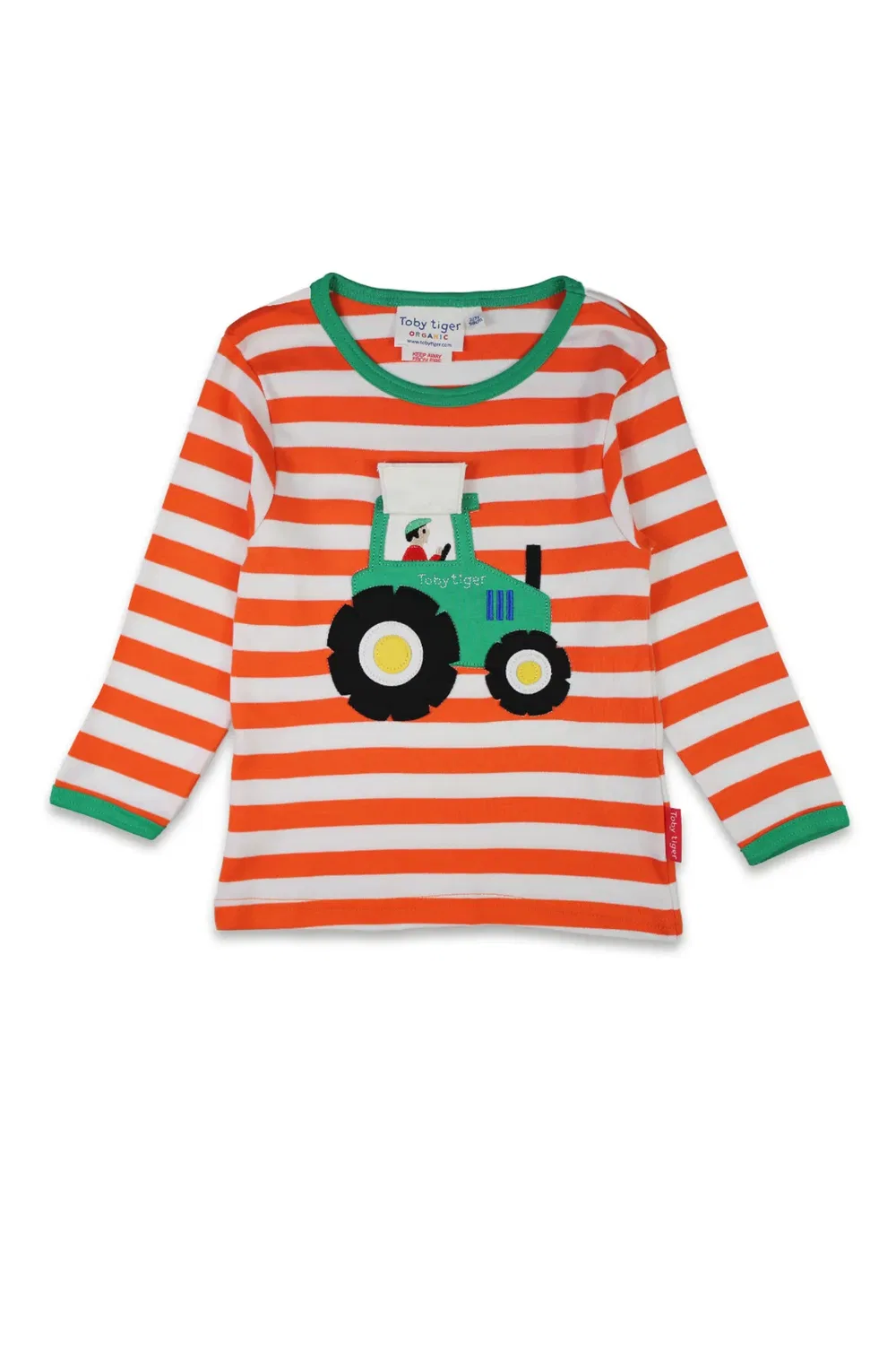 Детская футболка с аппликацией Tractor с длинным рукавом Toby Tiger, Orange — фото 2