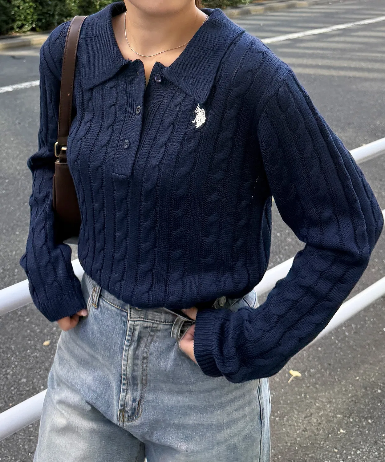 Женский свитер с длинным рукавом с принтом U.S. POLO ASSN., Navy