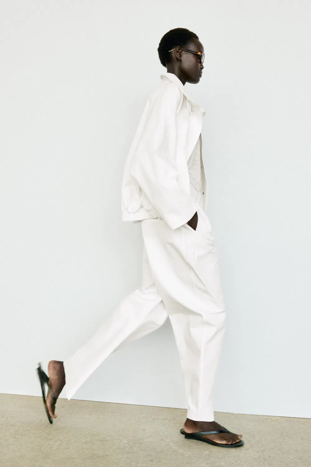 Брюки Massimo Dutti, свободные, белый — фото 4