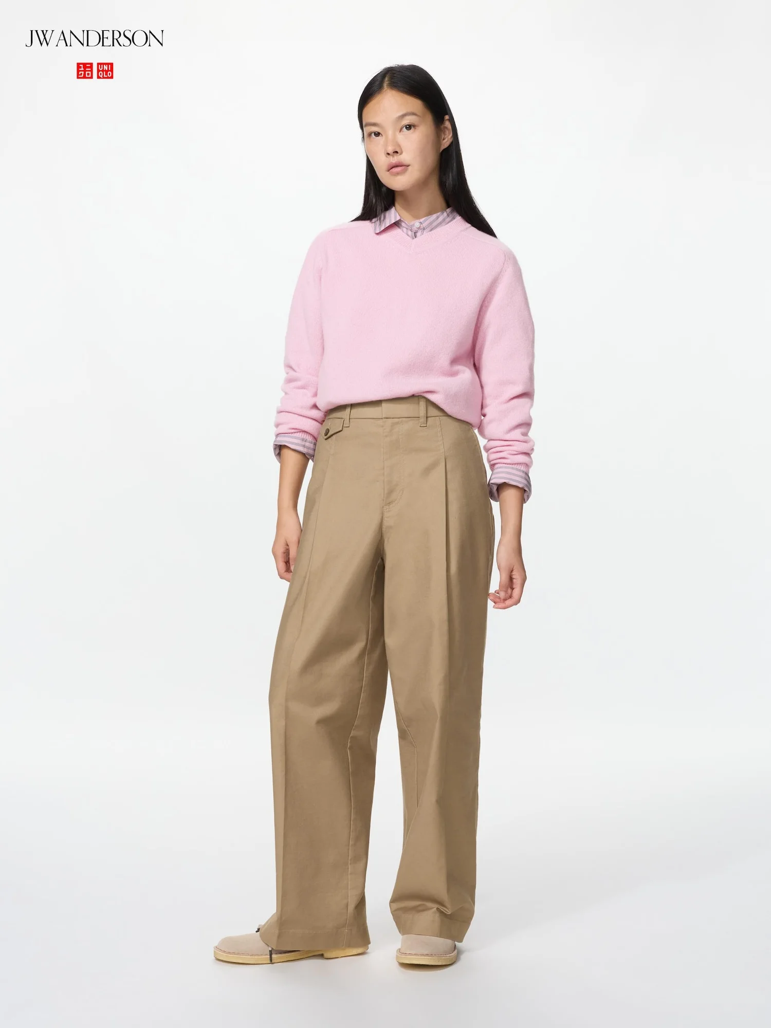 Брюки Uniqlo x JW Anderson Tuck Chino, 32 бежевый