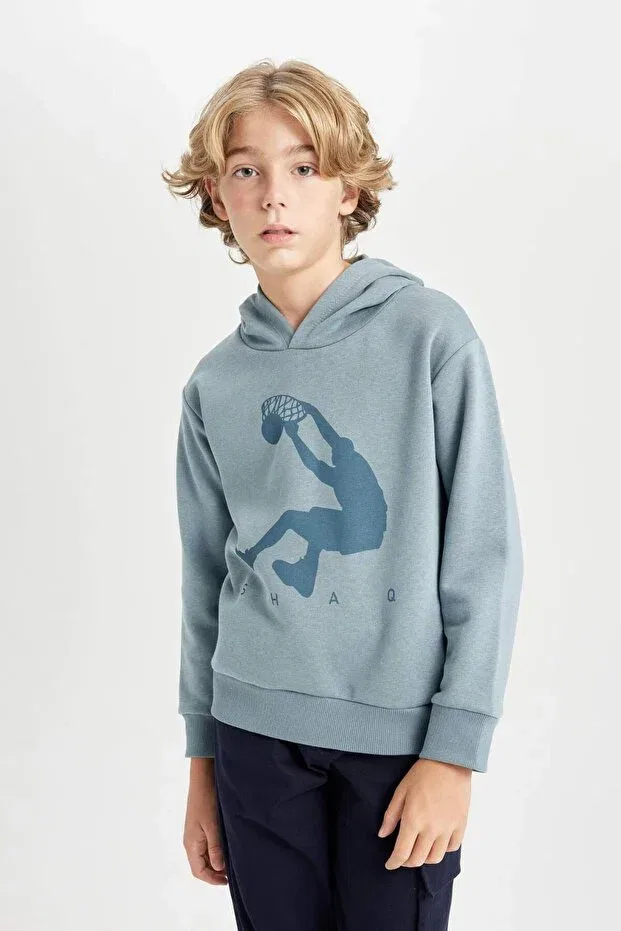 Детские свитшот для мальчиков с принтом Shaquille O'Neal Crew Neck Defacto, Blue — фото 3