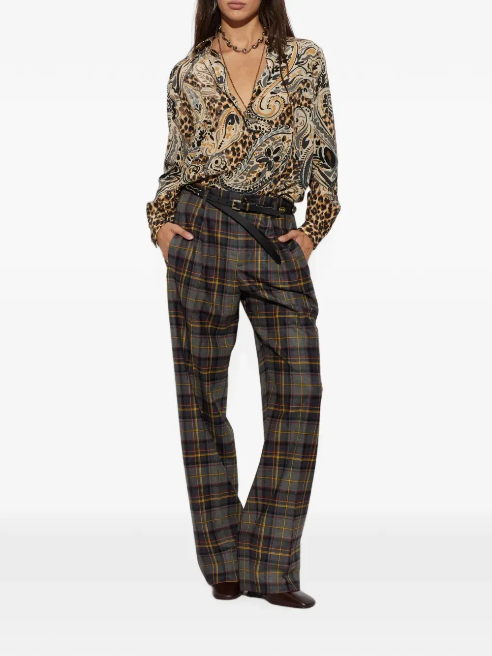 Рубашка с леопардовым узором Etro, бежевый — фото 2